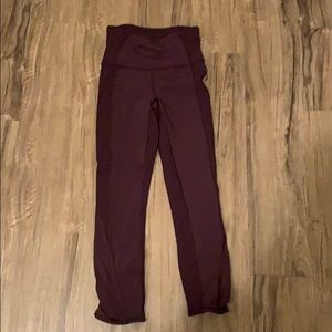 cropped lululemon purple workout leggings